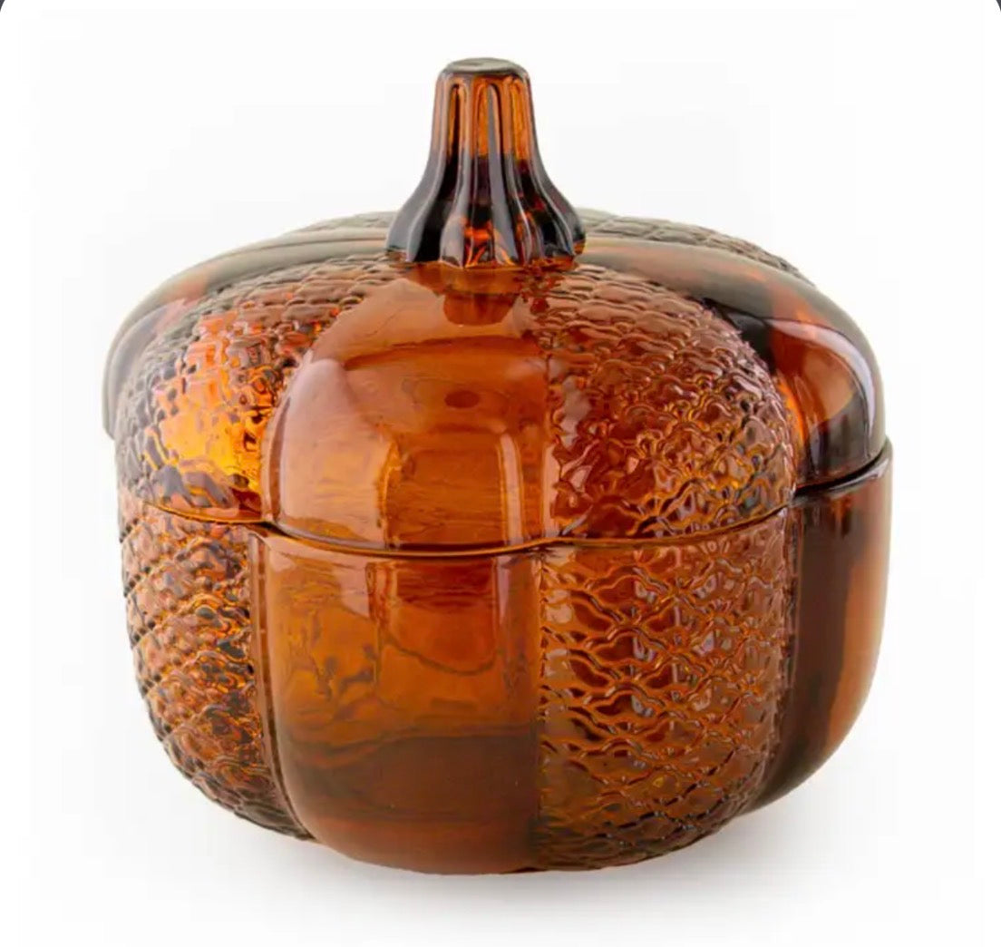 NEW & LIMITED - Medium Amber Heirloom Glass Pumpkin Jar